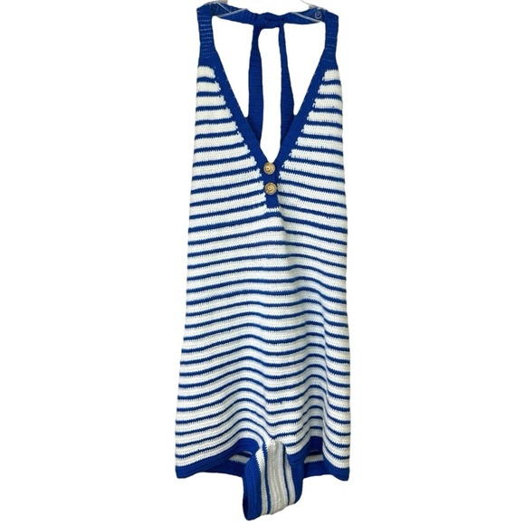 My Beachy Side - NWT ‘Emily in Paris’ Loulou’ Hand-Crocheted Romper- Blue, Large - Picture 12 of 16